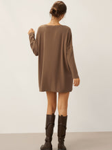 Lenzing Tencel Modal® Long Drop Shoulder Stretch Pullover Top with Patch Pockets by LINTICO for women