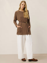 Lenzing Tencel Modal® Long Drop Shoulder Stretch Pullover Top with Patch Pockets by LINTICO for women
