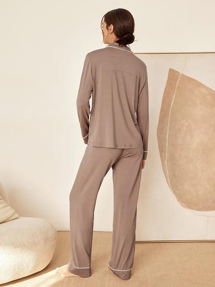 Long Sleeve Bamboo Pajama Set Adeline - LOUNGEWEAR-Bamboo PJS