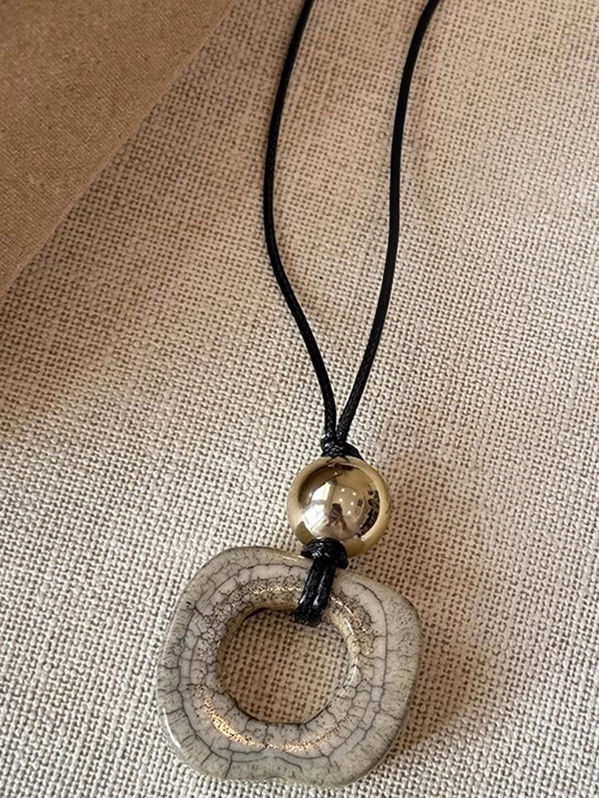 Long Sweater Necklace Resin Bone Pendant