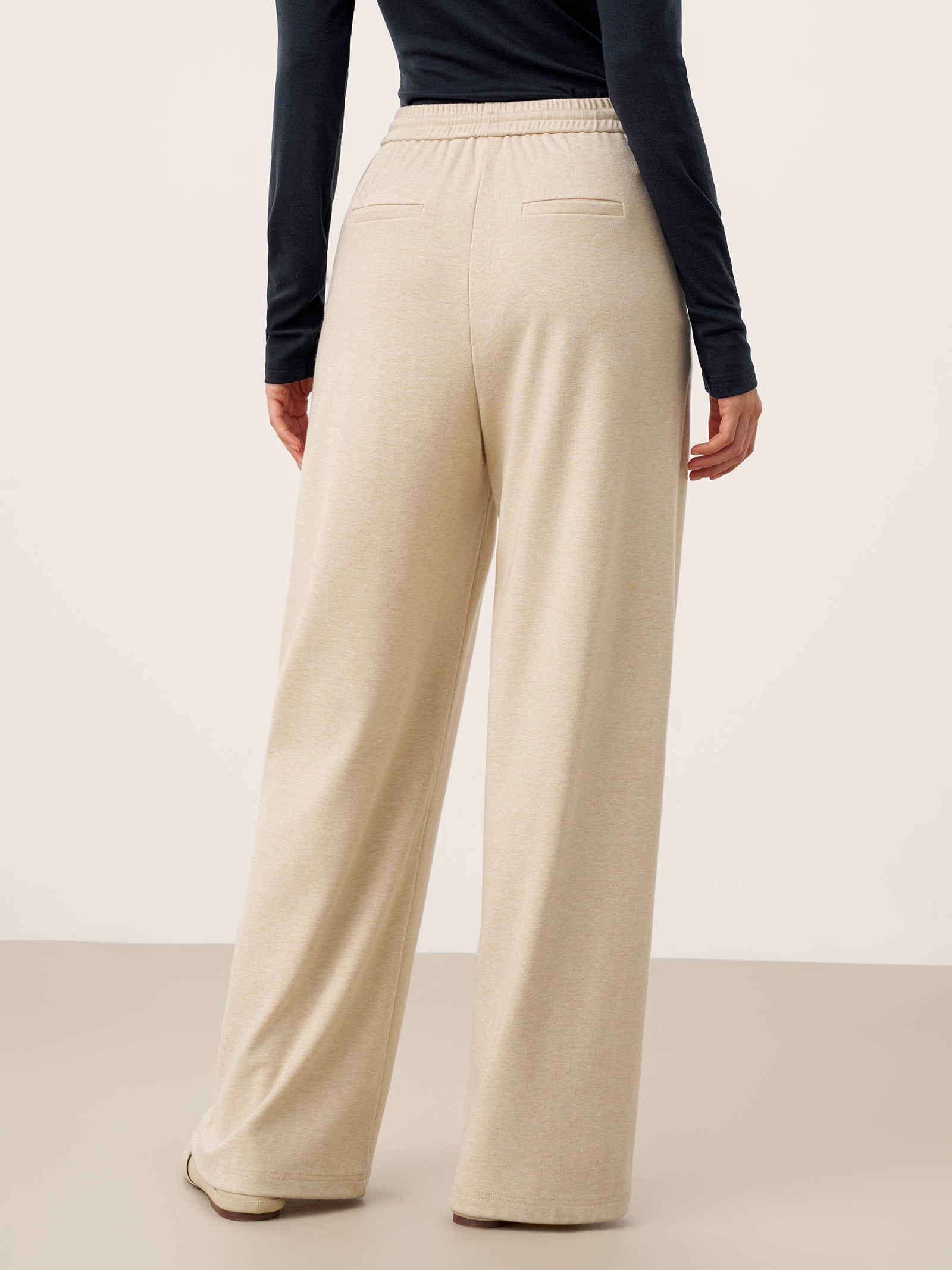 Wool Lyocell Sculpted Pin-Tuck Drawstring Straight Trousers TAMSIN