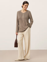 Lyocell-Blend Sculpted Pin-Tuck Drawstring Straight Trousers TAMSIN by LINTICO for women