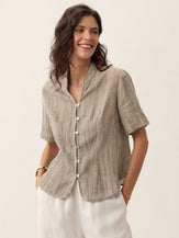 Lyocell Textured Stand Collar Shirt Jacket PHILIPPA by LINTICO for women