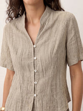 Lyocell Textured Stand Collar Shirt Jacket PHILIPPA by LINTICO for women