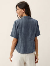 Lyocell Textured Stand Collar Shirt Jacket PHILIPPA by LINTICO for women