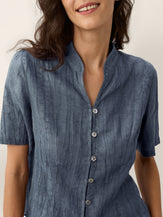 Lyocell Textured Stand Collar Shirt Jacket PHILIPPA by LINTICO for women
