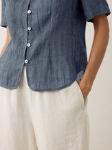 Lyocell Textured Stand Collar Shirt Jacket PHILIPPA by LINTICO for women