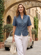 Lyocell Textured Stand Collar Shirt Jacket PHILIPPA by LINTICO for women