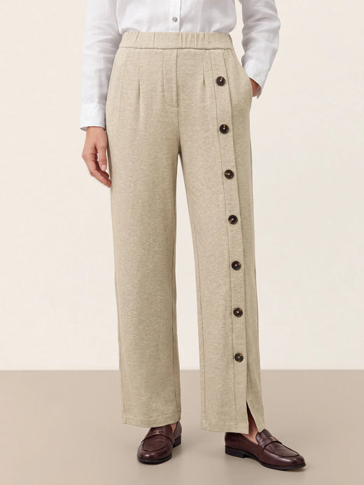 Lyocell Wool Side Button Wide Leg Knit Pants MAREN