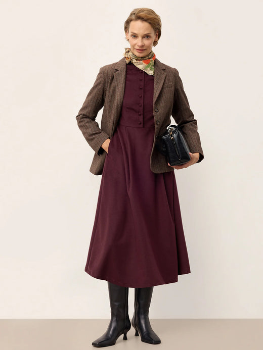 Lana a righe Notched Lapel Suit Blazer DAPHNE