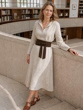 100% Linen Hooded Pullover Midi Dress REBECCA by LINTICO