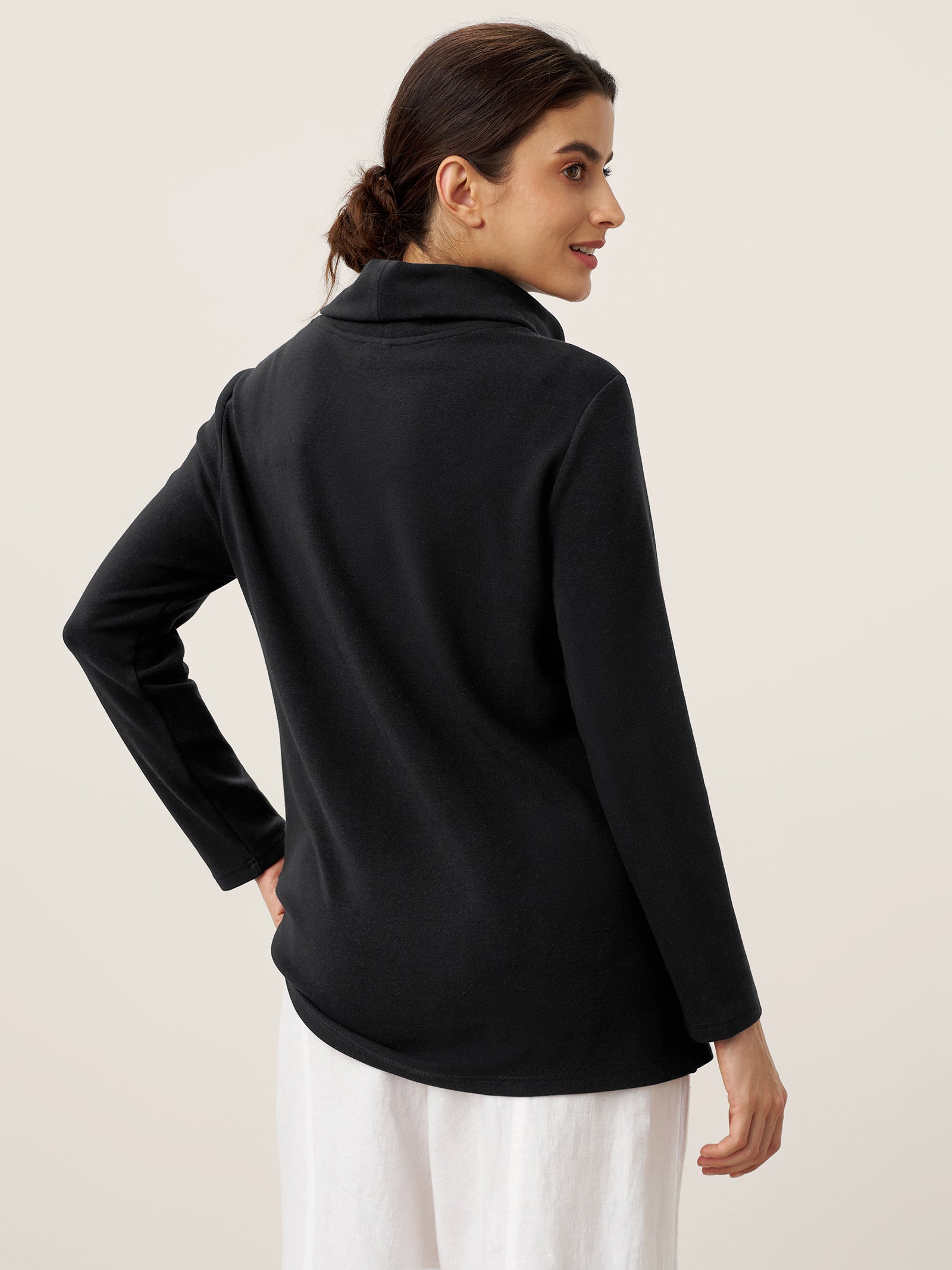 Lenzing Modal® Mock Neck Buttoned Stretch Top ZARIA by LINTICO for women