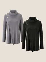 Lenzing Modal® Mock Neck Buttoned Stretch Top ZARIA by LINTICO for women