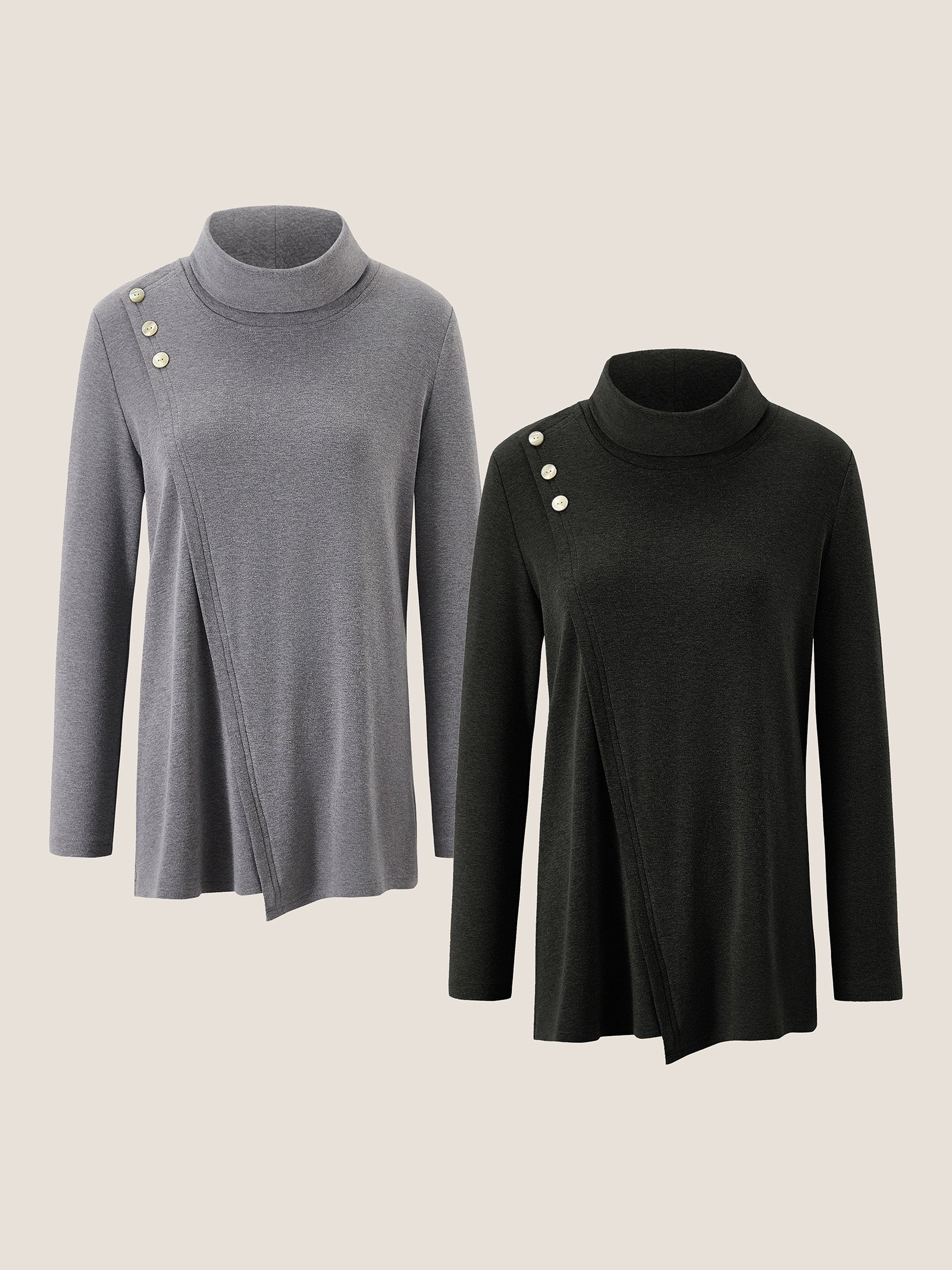 Lenzing Modal® Mock Neck Buttoned Stretch Top ZARIA by LINTICO for women