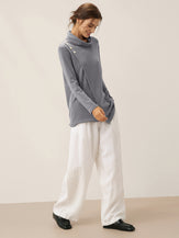 Lenzing Modal® Mock Neck Buttoned Stretch Top ZARIA by LINTICO for women