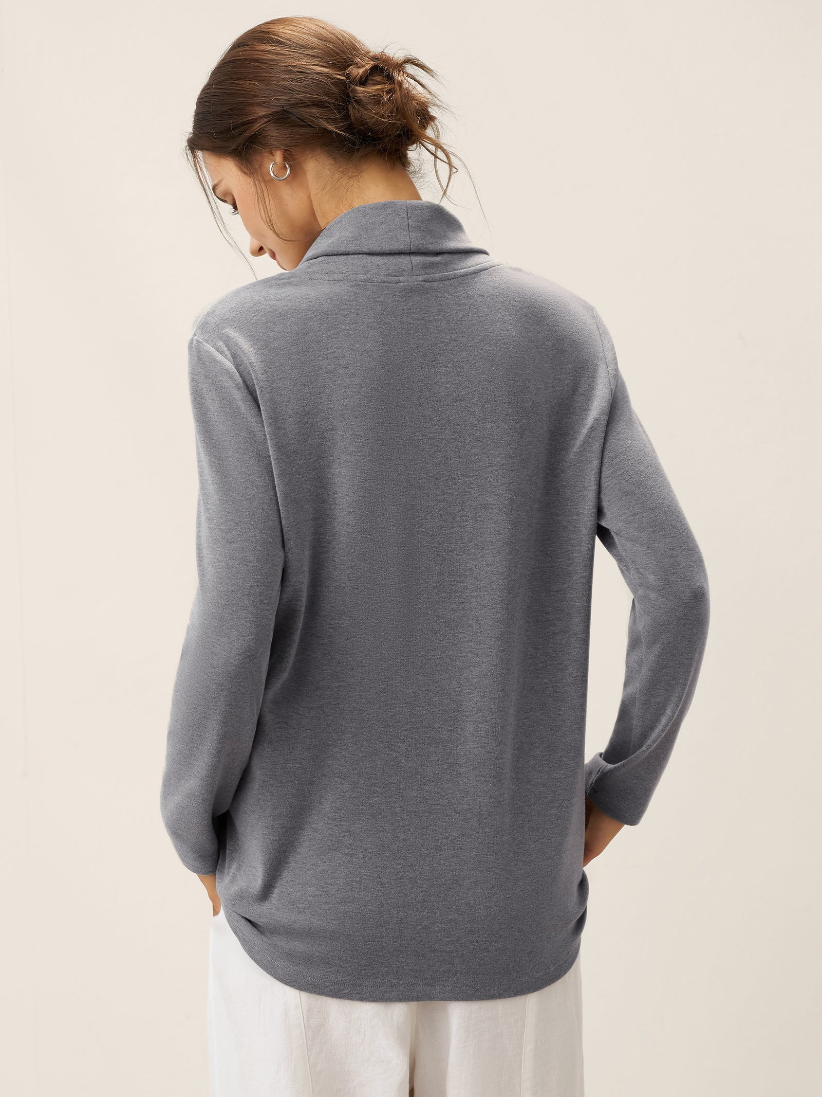 Lenzing Modal® Mock Neck Buttoned Stretch Top ZARIA