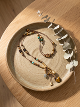Natural Stone Beaded Long Necklace by LINTICO