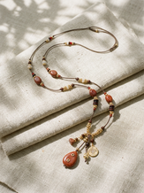Natural Stone Beaded Long Necklace by LINTICO