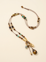 Natural Stone Beaded Long Necklace by LINTICO