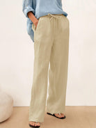 100% Linen Classic Pants SELAH - Khaki / S - BOTTOMS-Linen