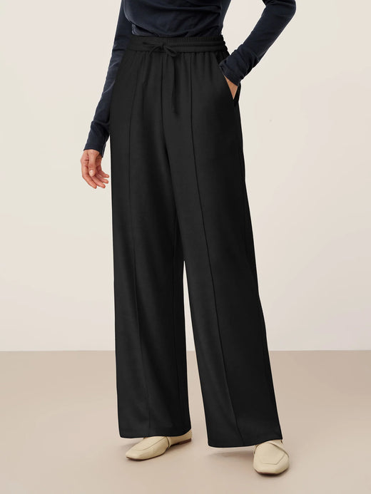 Lyocell-Blend Sculpted Pin-Tuck Drawstring Straight Trousers TAMSIN