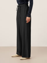 Lyocell-Blend Sculpted Pin-Tuck Drawstring Straight Trousers TAMSIN by LINTICO for women