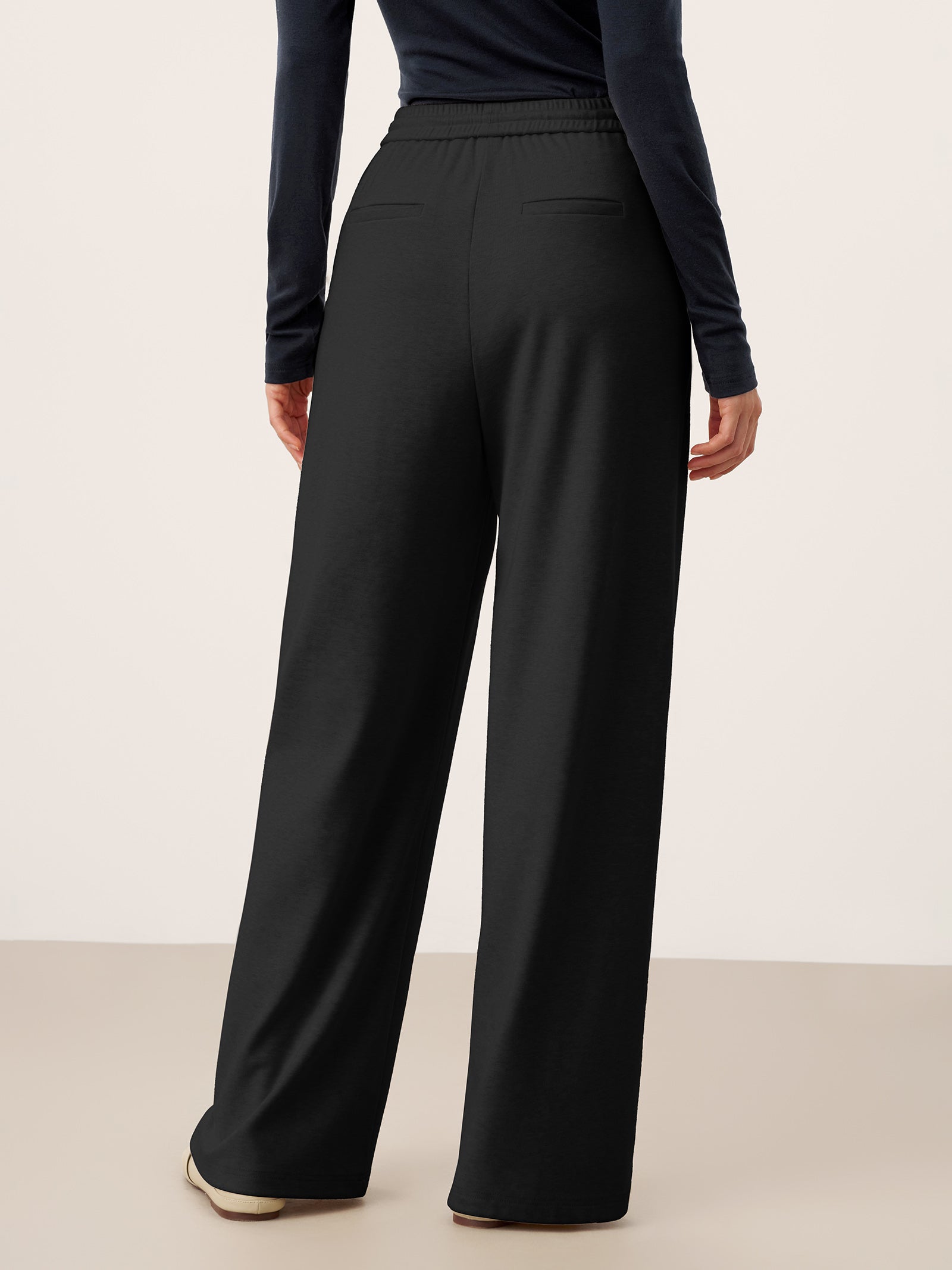 Wool Lyocell Sculpted Pin-Tuck Drawstring Straight Trousers TAMSIN