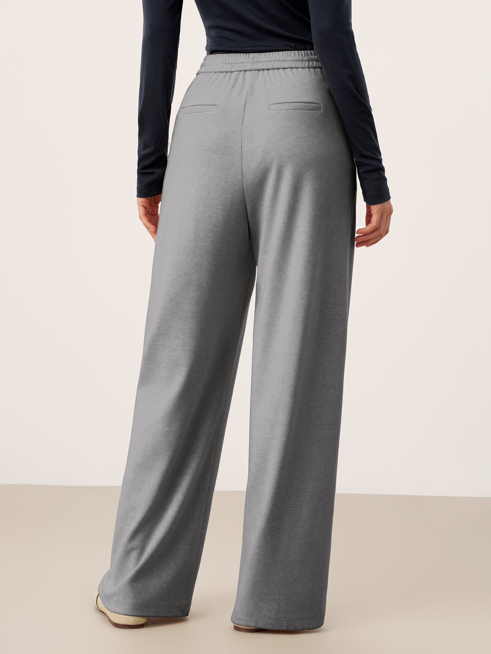 Wool Lyocell Sculpted Pin-Tuck Drawstring Straight Trousers TAMSIN