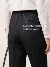Linen Tailored Straight Cropped Pants LOGAN by LINTICO for women