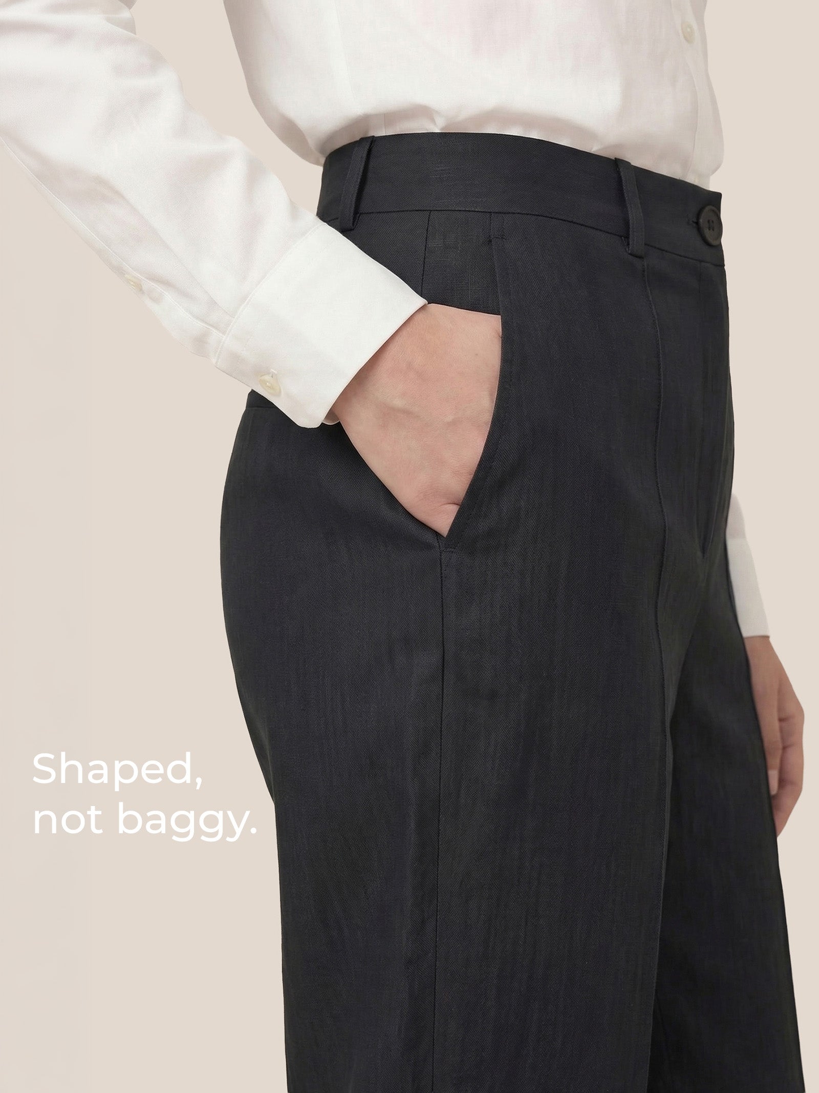 Linen Tailored Straight Cropped Pants LOGAN by LINTICO for women
