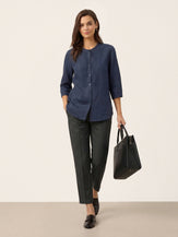 Linen Tailored Straight Cropped Pants LOGAN by LINTICO for women