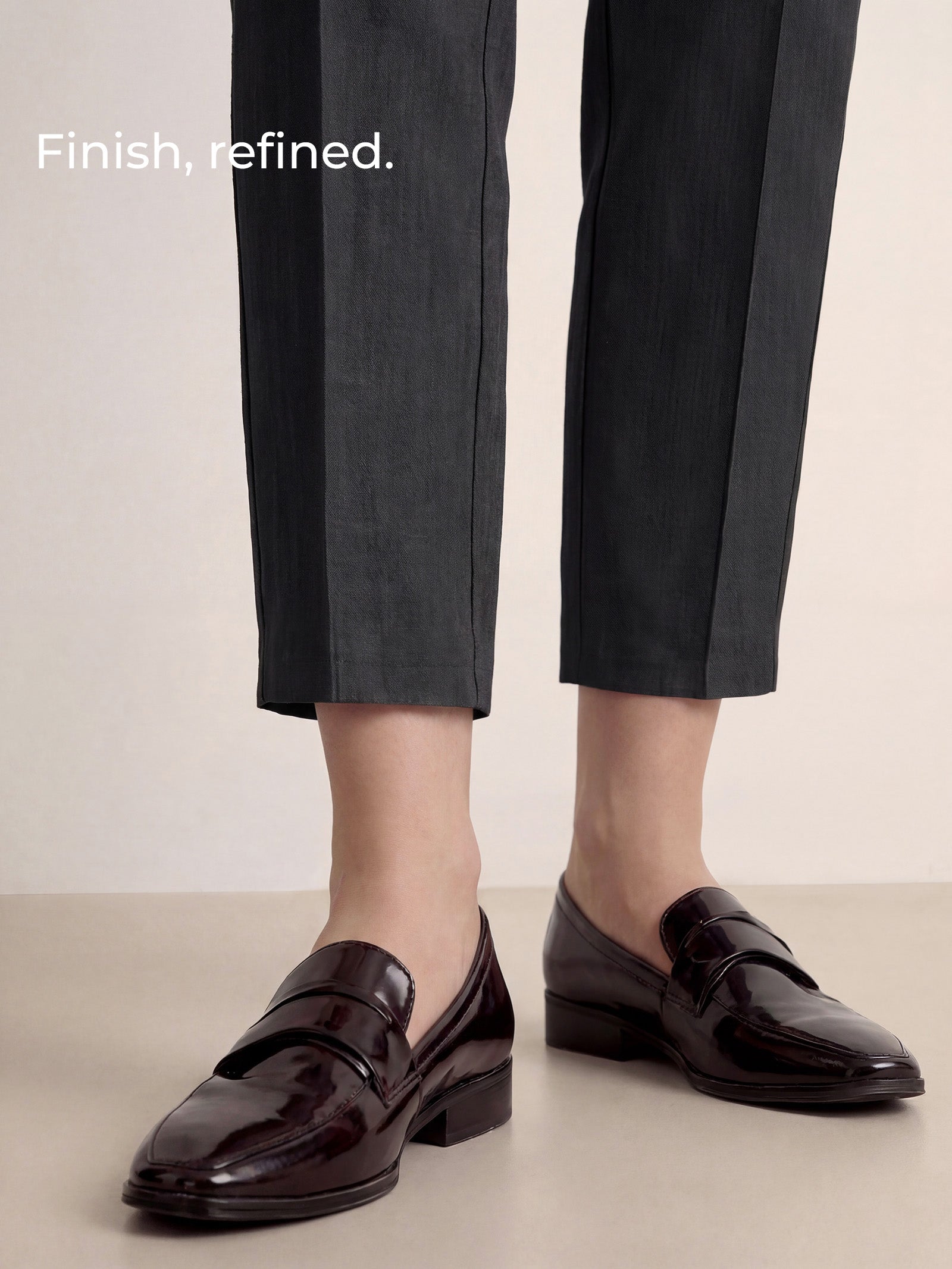 Linen Tailored Straight Cropped Pants LOGAN by LINTICO for women
