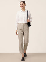 Linen Tailored Straight Cropped Pants LOGAN by LINTICO for women