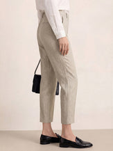 Linen Tailored Straight Cropped Pants LOGAN by LINTICO for women