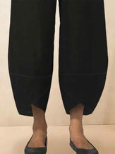 100% LINEN SIMPLE BUD CROPPED PANTS OLINA - BOTTOMS-Linen Pants