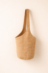 Raffia Straw Bucket Bag Handwoven Structured Shoulder Beach Vacation Bag by LINTICO for women