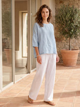 100% Linen Classic Pants LYON by LINTICO for women