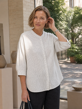100% Linen Striped Three-Quarter Sleeve Shirt SKYLAR by LINTICO