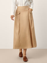 100% Linen Flap Pocket A-Line Skirt IANTHE by LINTICO for women