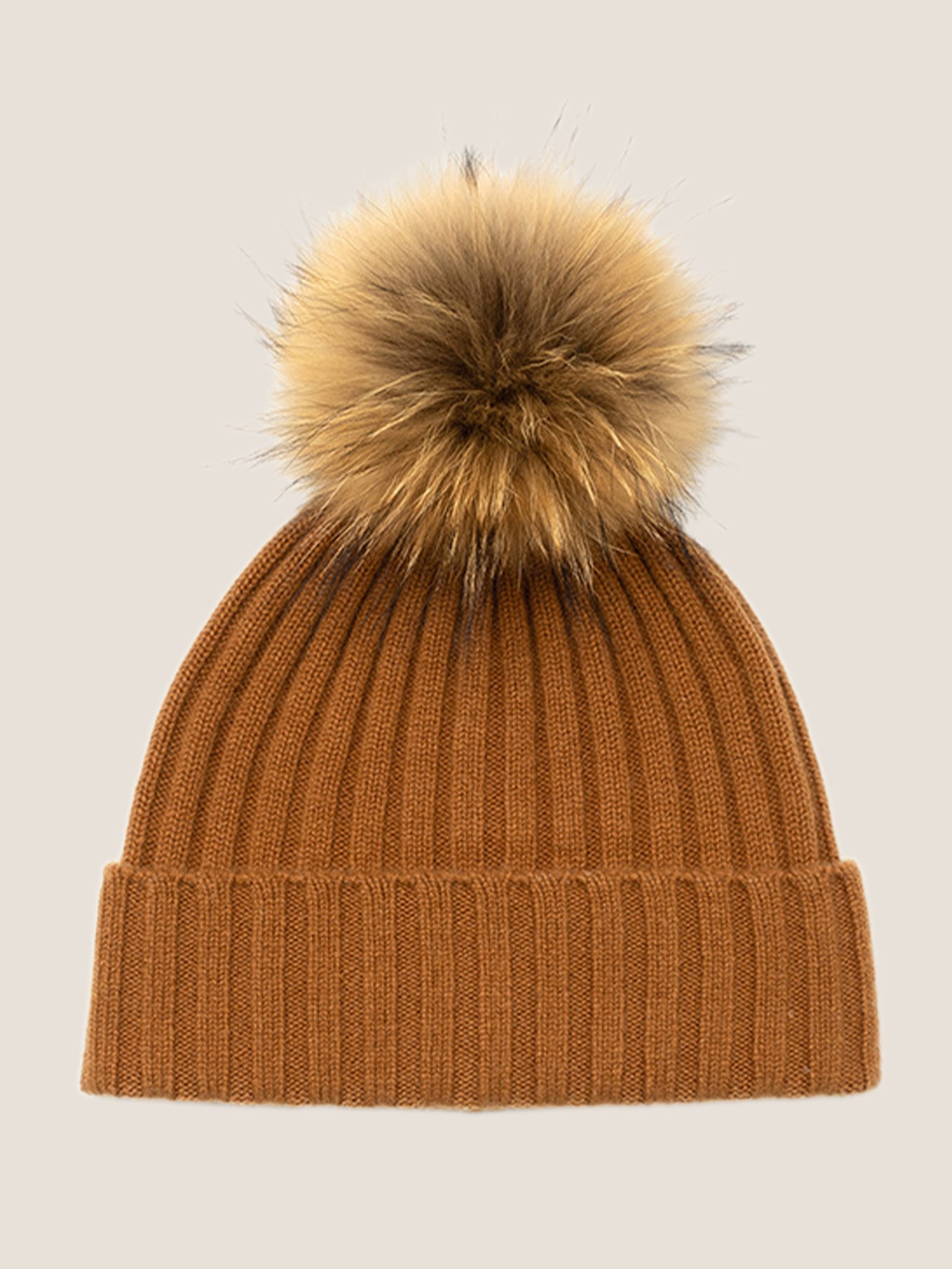 100% Cashmere Rib-Knit Slouchy Beanie With Pom-Pom by LINTICO for women