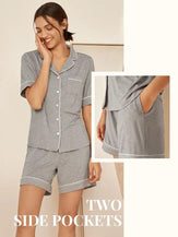 Short Sleeve Bamboo Viscose Pajama Set ODESSA - LOUNGEWEAR-Bamboo Viscose PJS