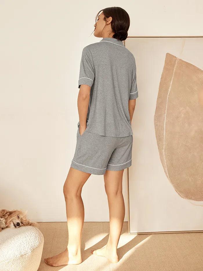 Short Sleeve Bamboo Pajama Set ODESSA - LOUNGEWEAR-Bamboo PJS