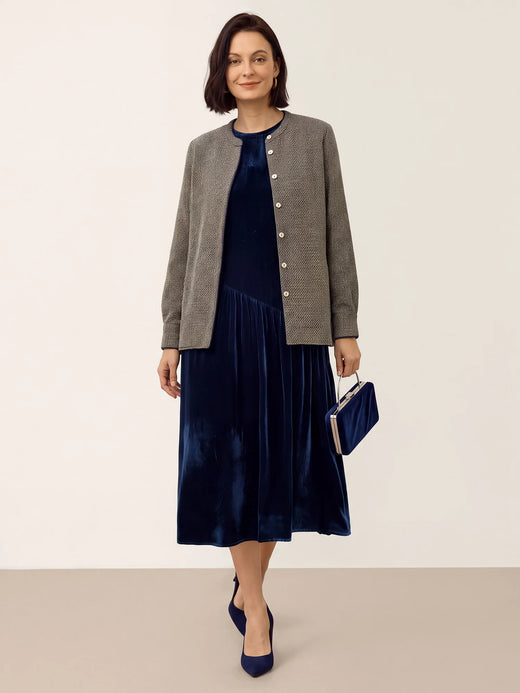 Linen Yarn Dyed Check Piped Long Sleeve Shirt AMARANTA