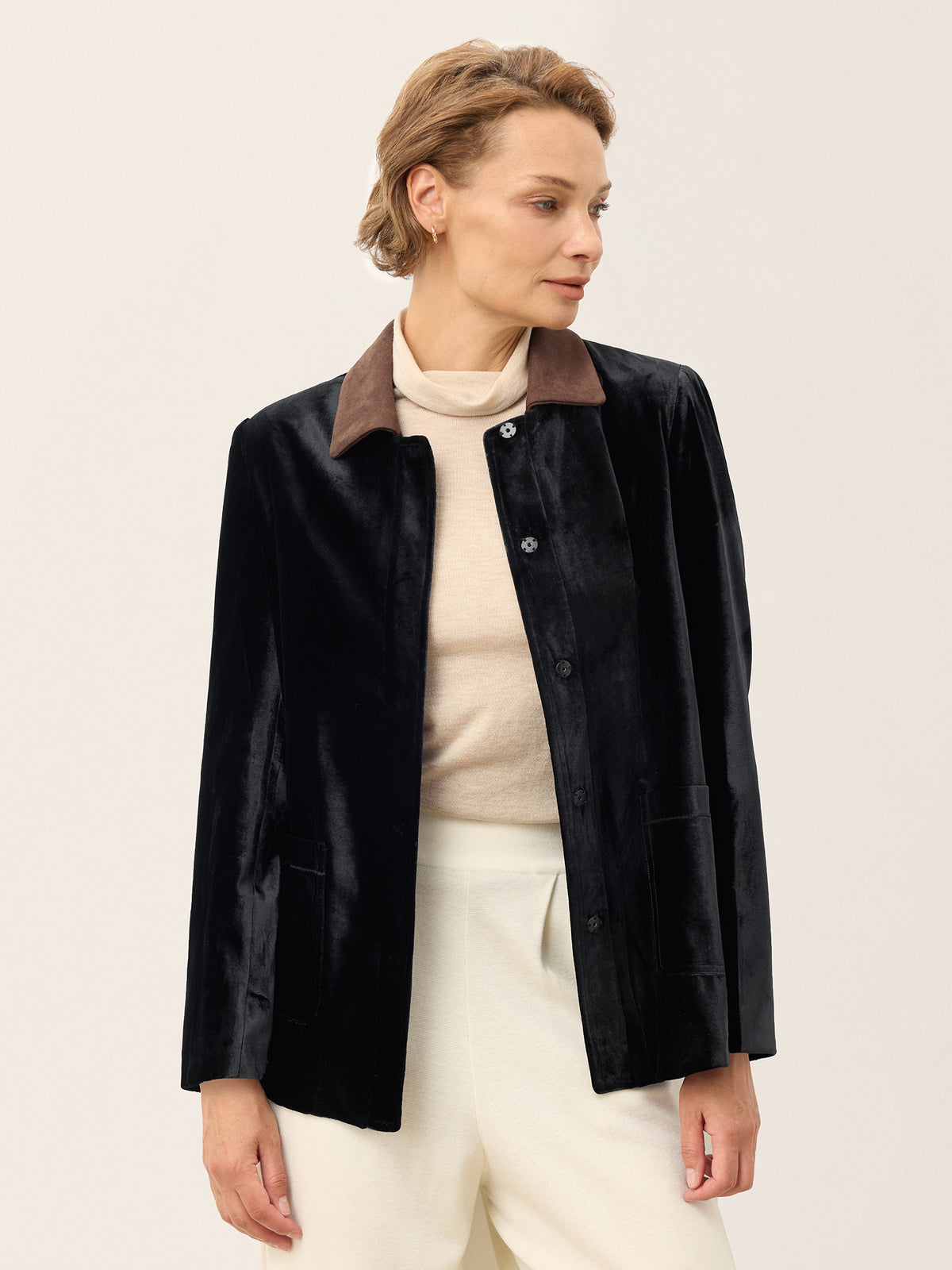 Silk Velvet Contrast Collar Blazer HENRIETTA