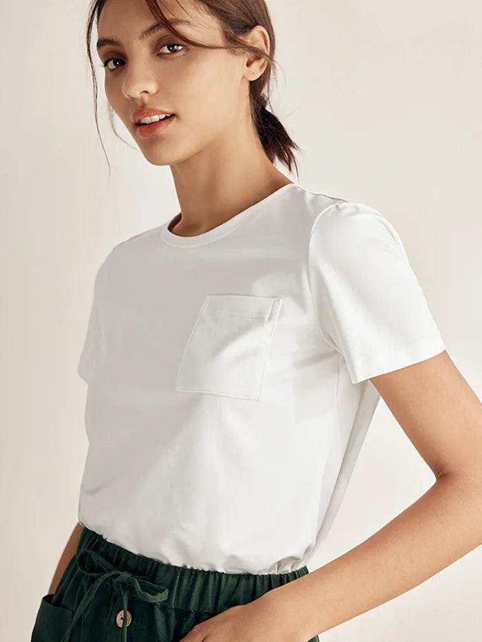 Stretch-Knit Bamboo Classic Basic Tee BELLE - TOPS-Bamboo Tees