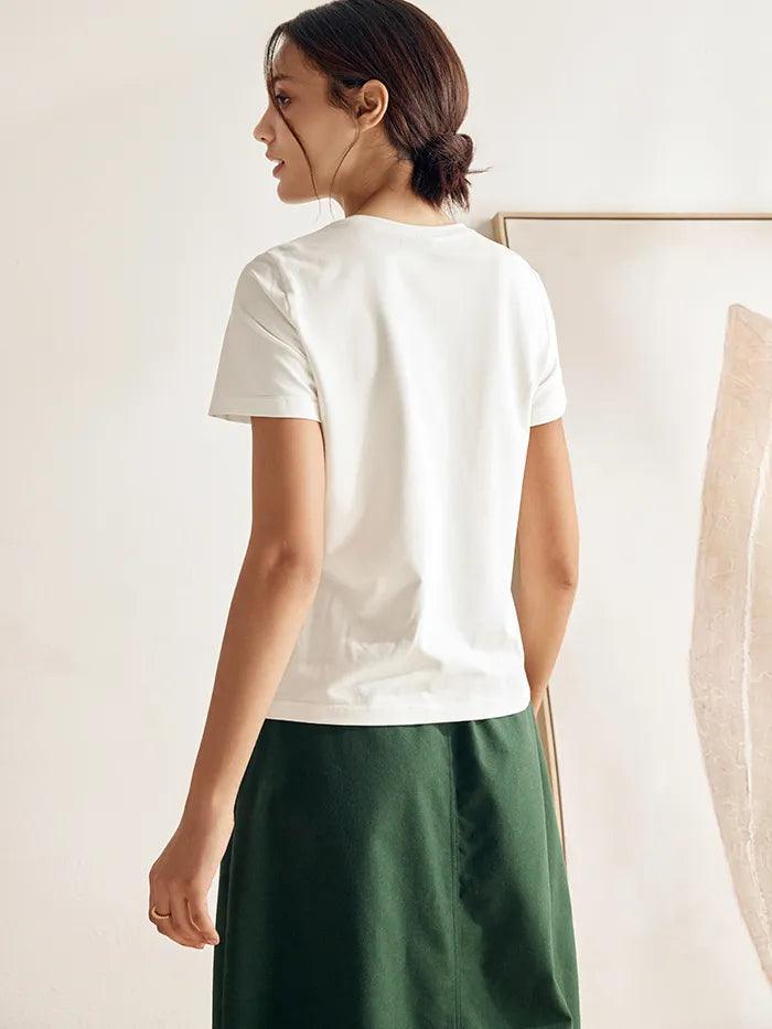 Stretch-Knit Bamboo Classic Basic Tee BELLE - TOPS-Bamboo Tees