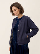 Tencel Linen Reversible Crew Neck Casual Jacket CHLOE in Twilight Blue