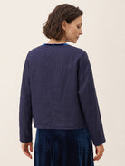 Tencel Linen Reversible Crew Neck Casual Jacket CHLOE in Twilight Blue