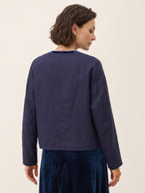 Tencel Linen Reversible Crew Neck Casual Jacket CHLOE in Twilight Blue