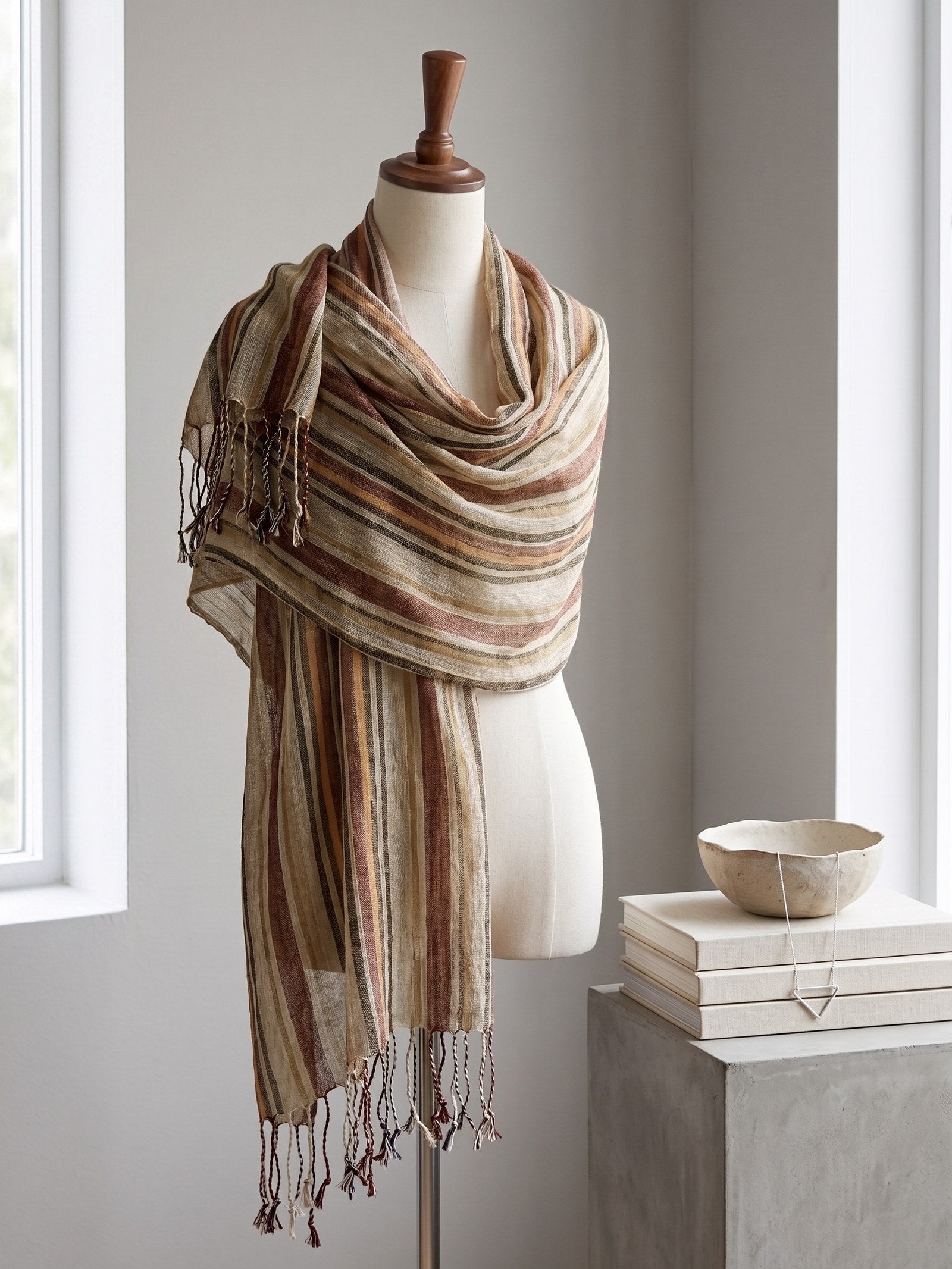 Textured Linen Lightweight Wrap Scarf by LINTICO